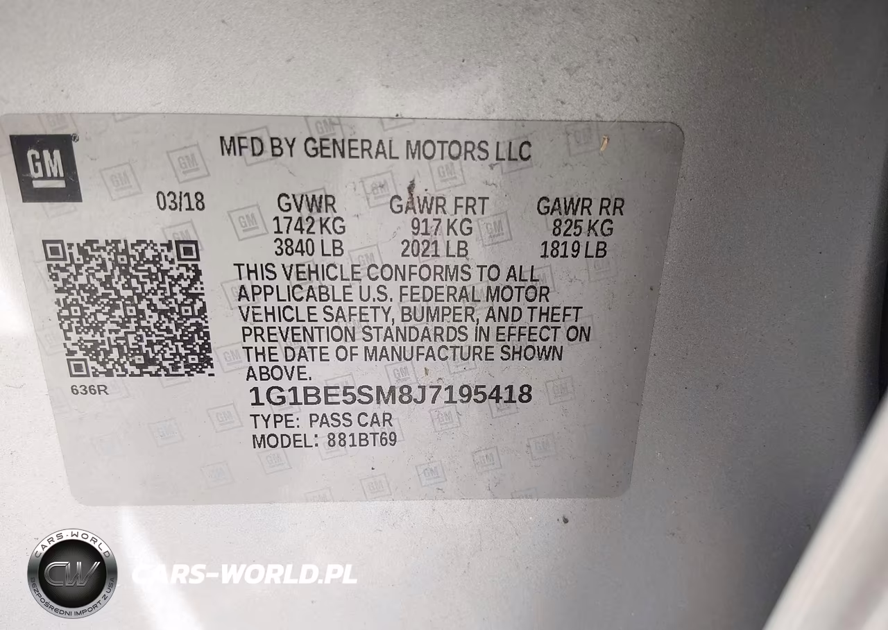 2018 Chevrolet Cruze Lt Auto VIN:1G1BE5SM8J7195418 - 9
