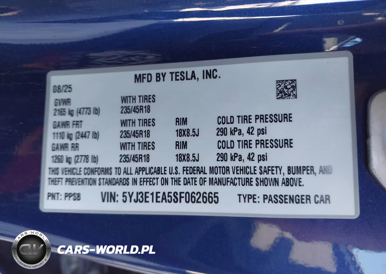 2025 Tesla Model 3 Long Range Rear-Wheel Drive-Standard Rear-Wheel Drive VIN:5YJ3E1EA5SF062665 - 9