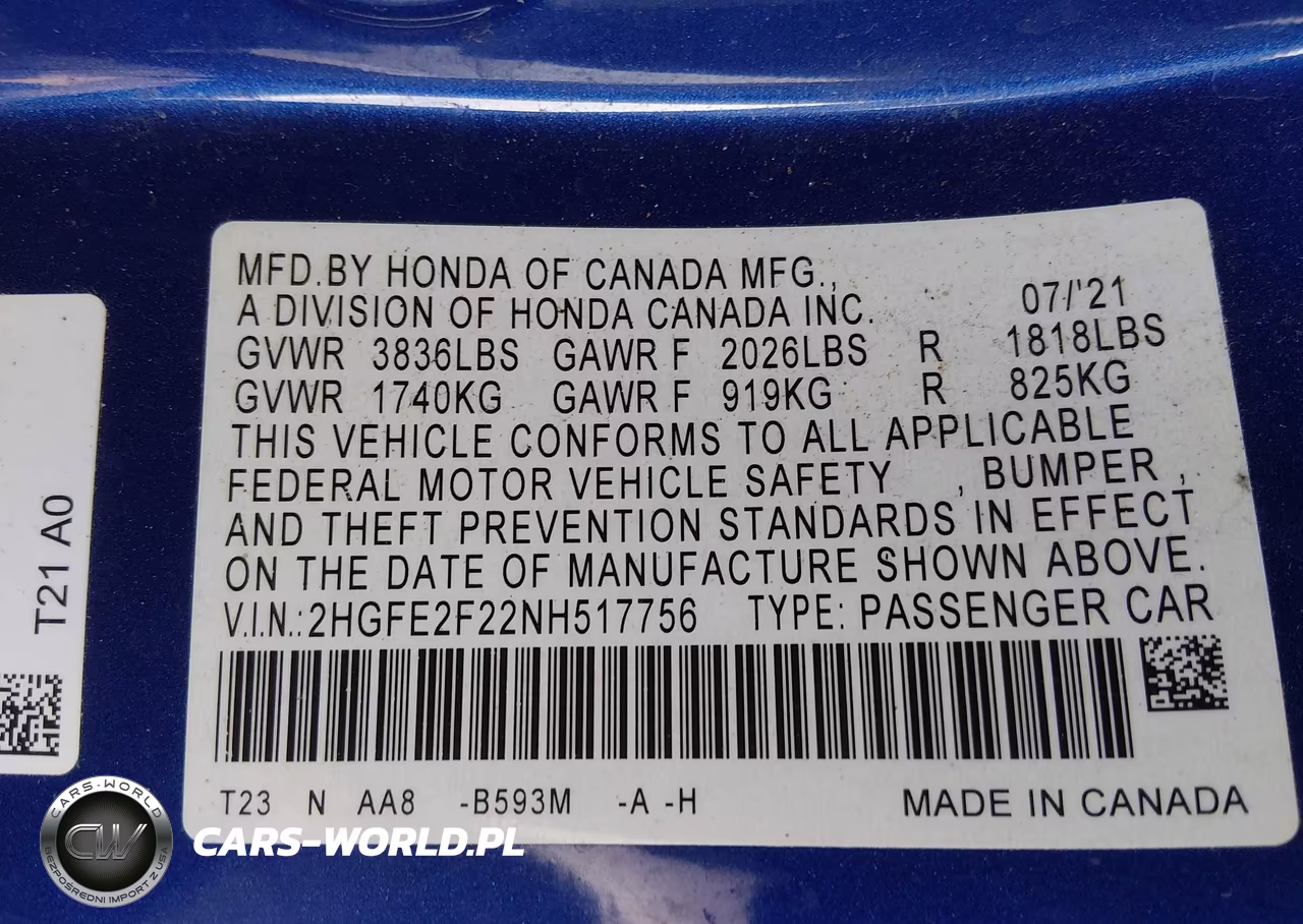 2022 Honda Civic Lx VIN:2HGFE2F22NH517756 - 9