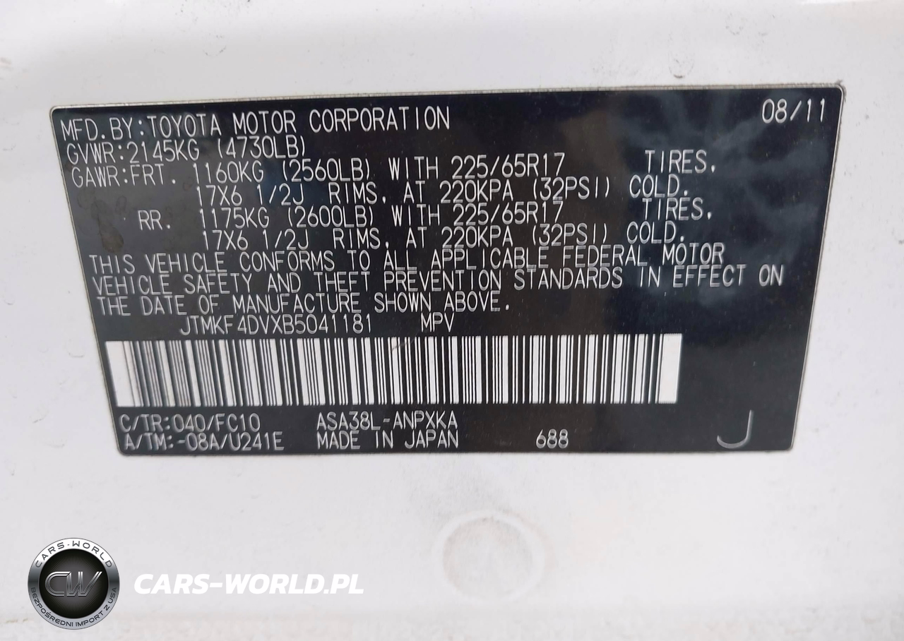 2011 Toyota Rav4 VIN:JTMKF4DVXB5041181 - 9