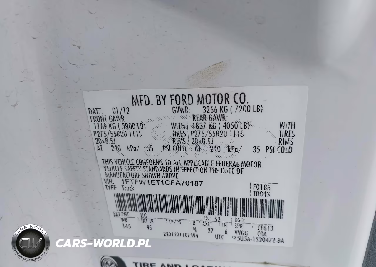 2012 Ford F-150 Platinum VIN:1FTFW1ET1CFA70187 - 9