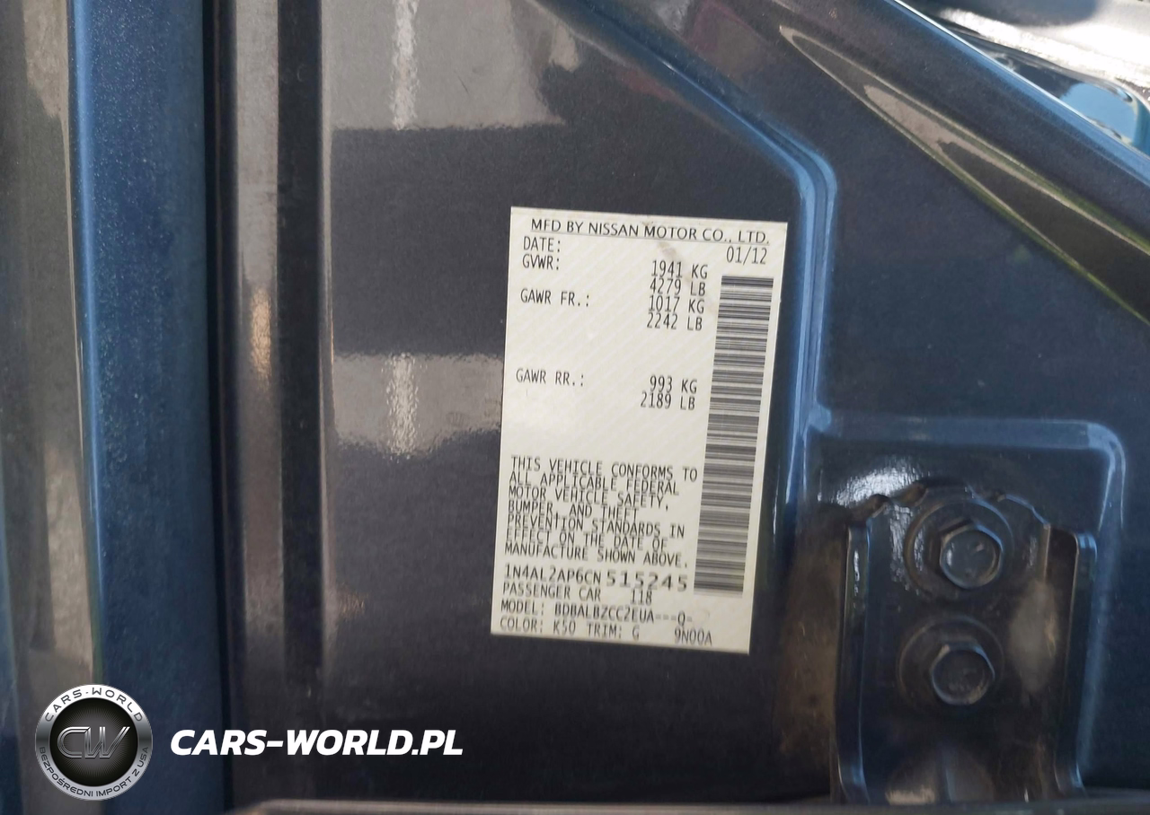 2012 Nissan Altima 2.5 S VIN:1N4AL2AP6CN515245 - 9