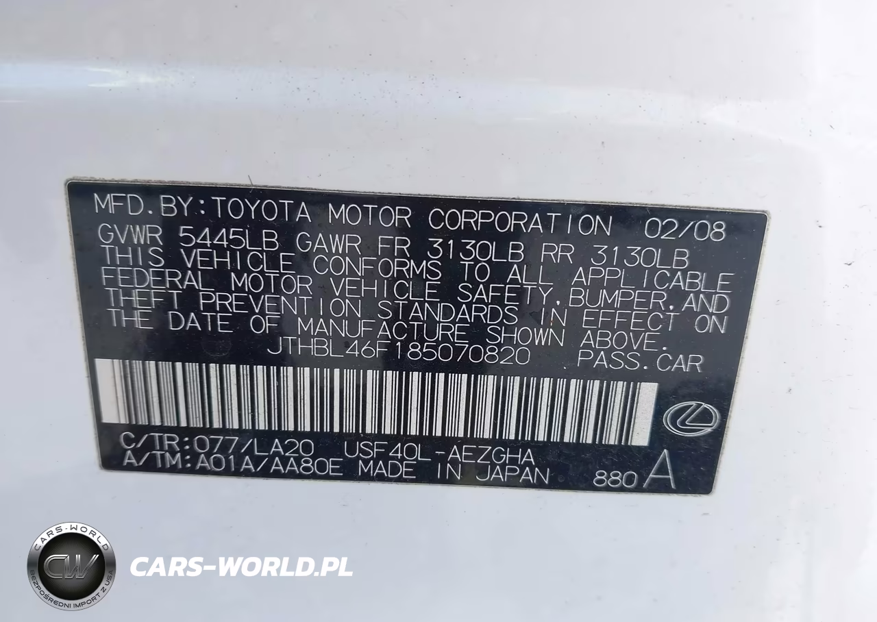 2008 Lexus Ls 460 VIN:JTHBL46F185070820 - 9