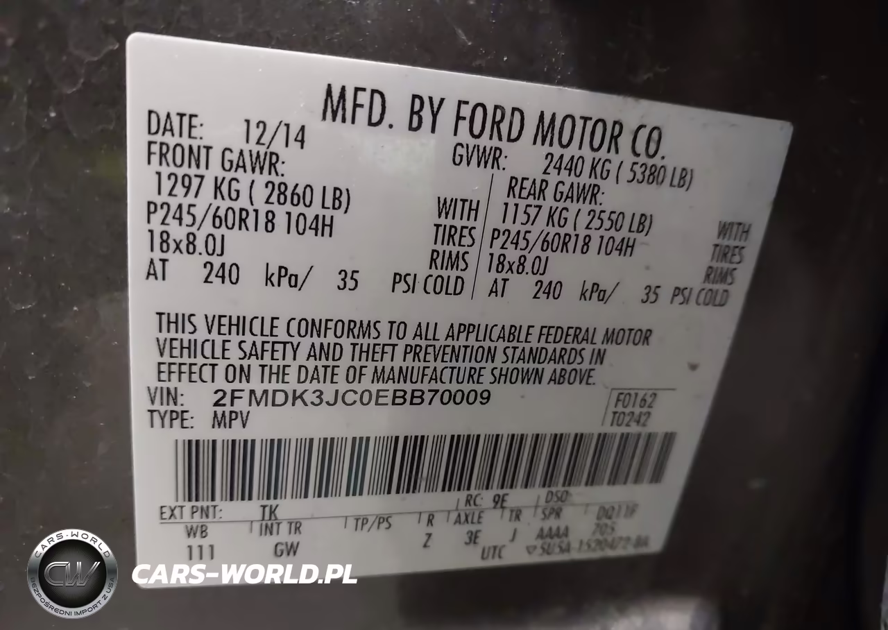 2014 Ford Edge Sel VIN:2FMDK3JC0EBB70009 - 9