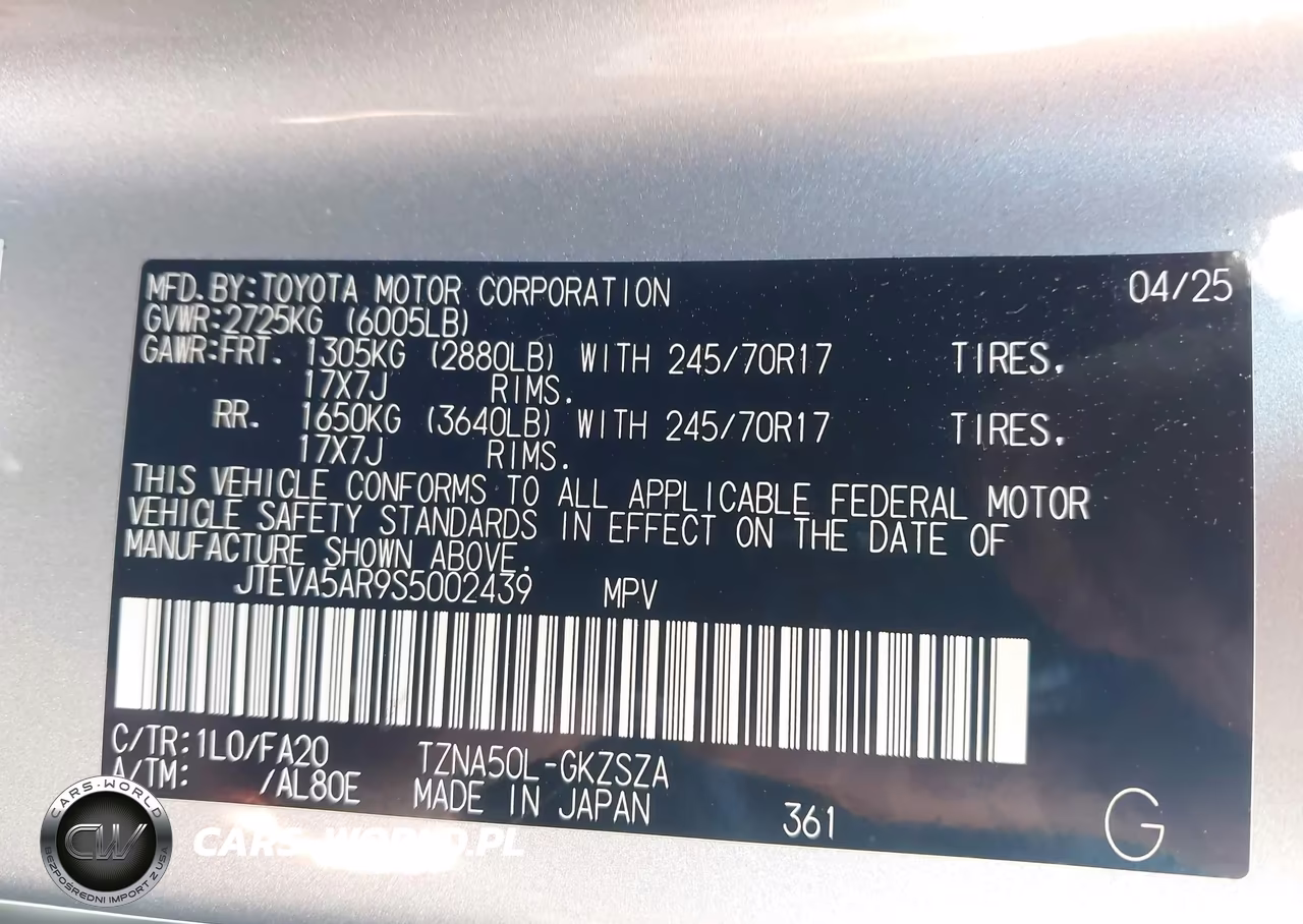 2025 Toyota 4Runner Sr5 VIN:JTEVA5AR9S5002439 - 9