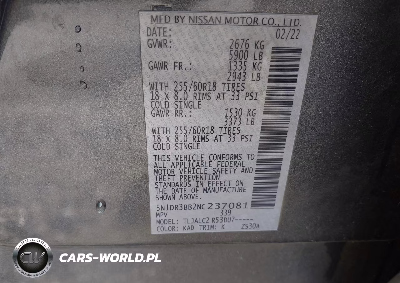 2022 Nissan Pathfinder Sv 2Wd VIN:5N1DR3BB2NC237081 - 9