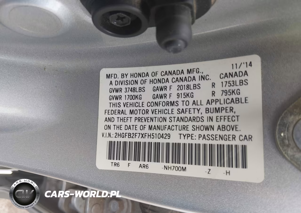 2015 Honda Civic Se VIN:2HGFB2F7XFH510429 - 9