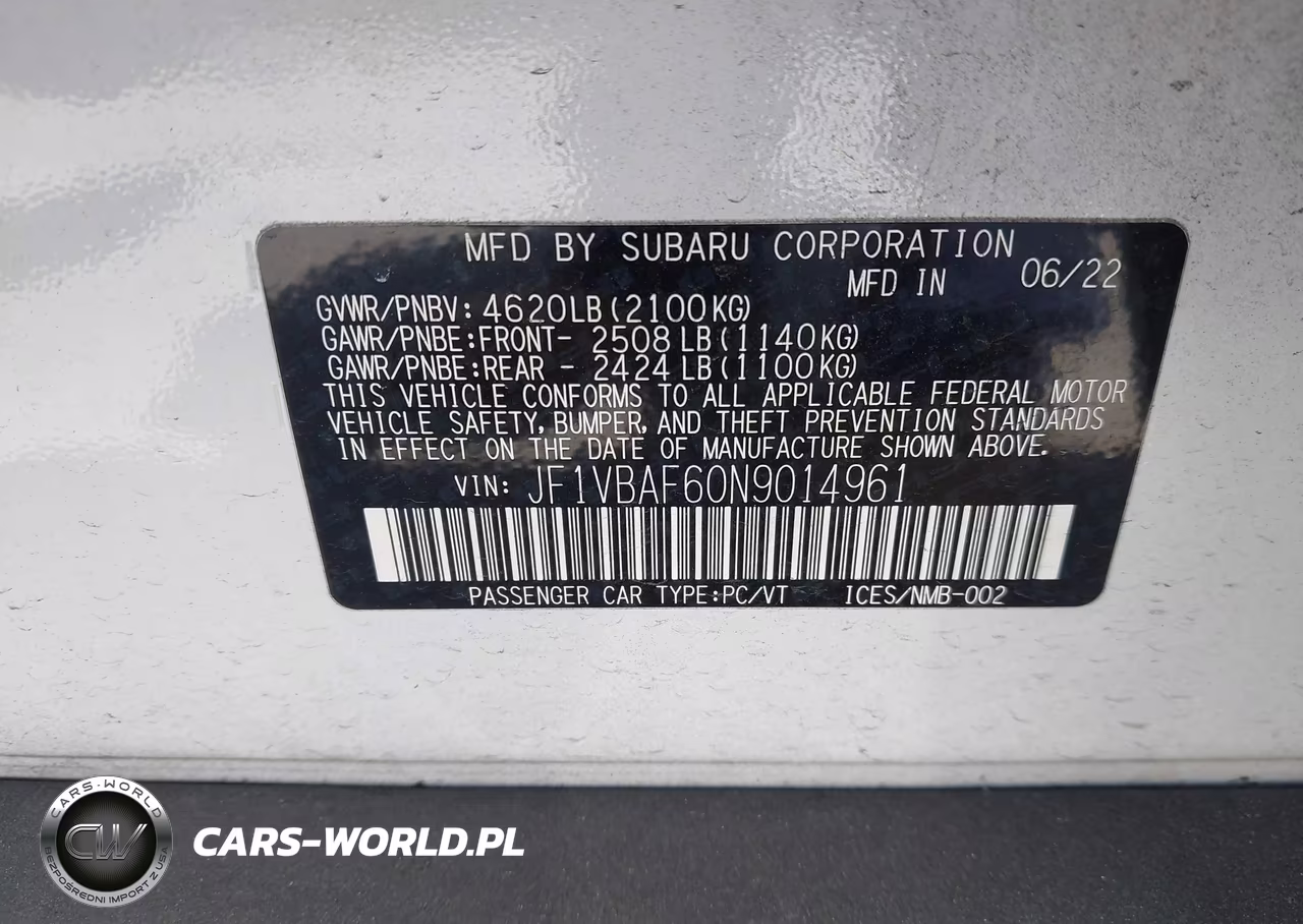 2022 Subaru Wrx Premium VIN:JF1VBAF60N9014961 - 9