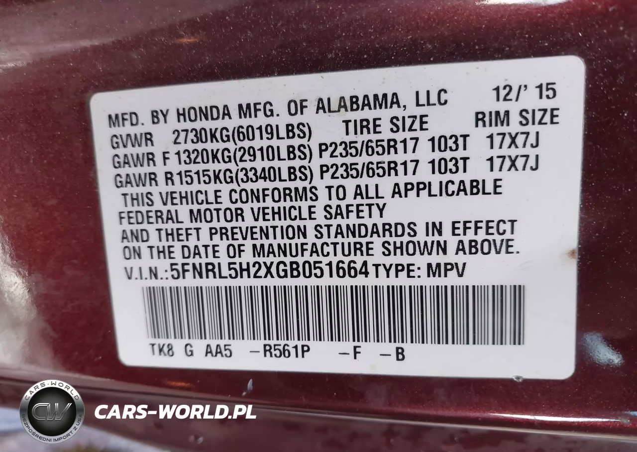 2016 Honda Odyssey Lx VIN:5FNRL5H2XGB051664 - 9