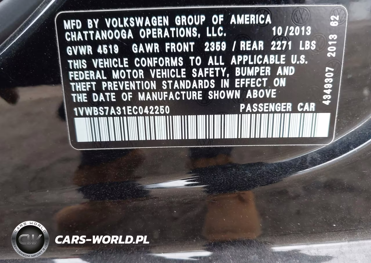 2014 Volkswagen Passat 1.8T Se VIN:1VWBS7A31EC042250 - 9