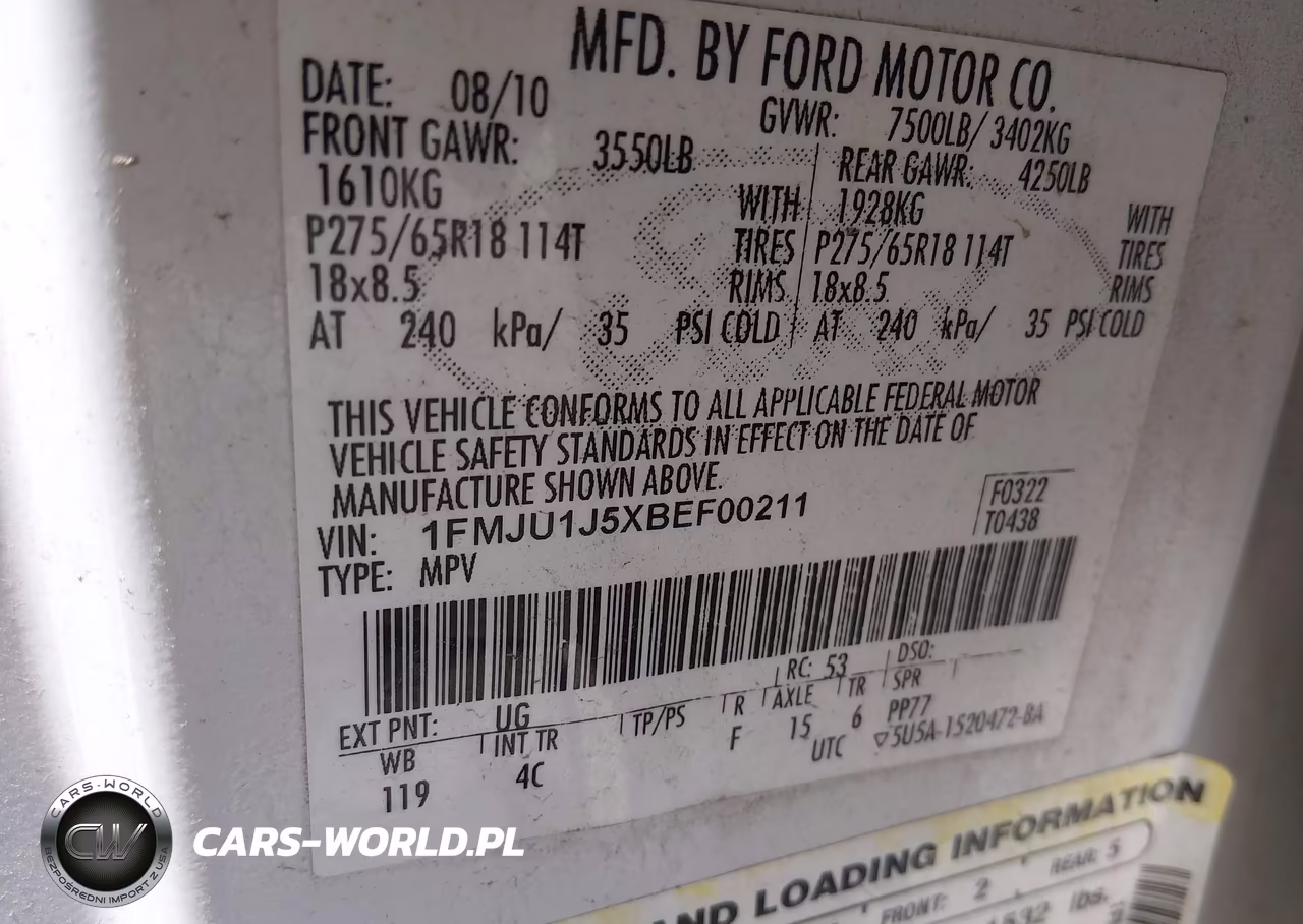 2011 Ford Expedition Xlt VIN:1FMJU1J5XBEF00211 - 9