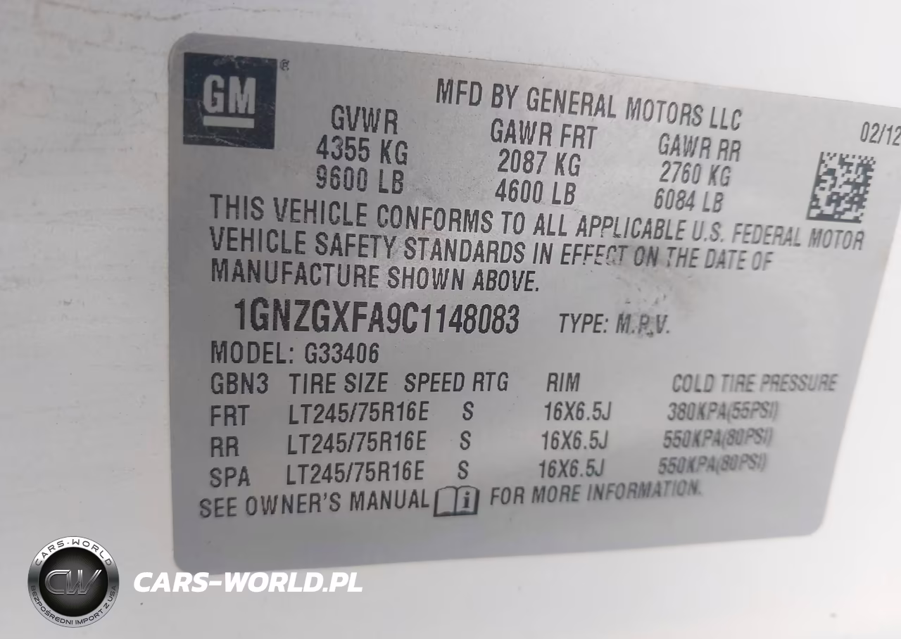2012 Chevrolet Express 3500 Ls VIN:1GNZGXFA9C1148083 - 9