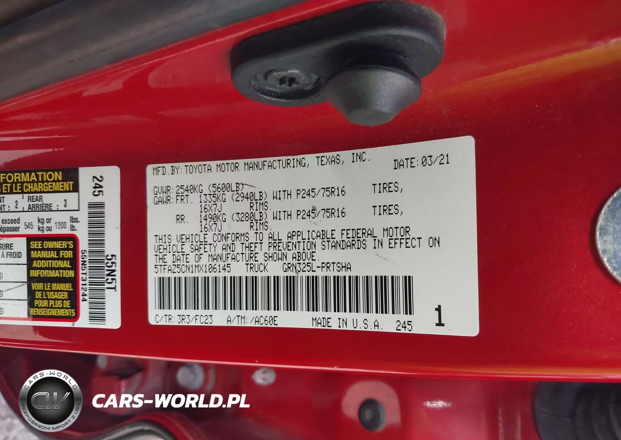 2021 Toyota Tacoma Sr5 V6 VIN:5TFAZ5CN1MX106145 - 9