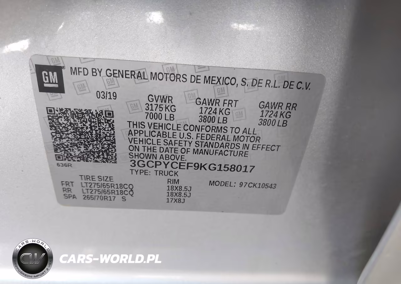 2019 Chevrolet Silverado 1500 Custom Trail Boss VIN:3GCPYCEF9KG158017 - 9