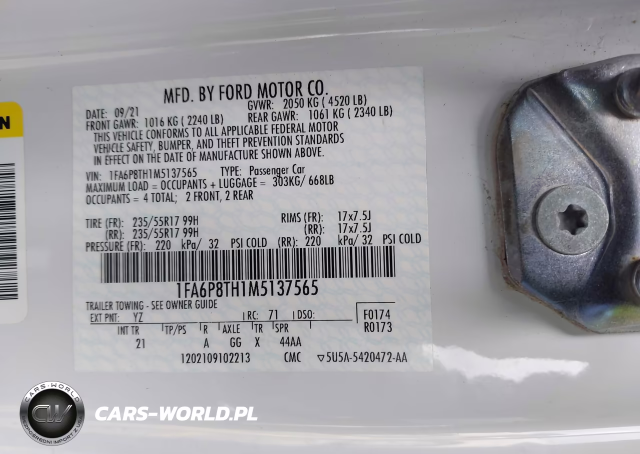 2021 Ford Mustang Ecoboost Fastback VIN:1FA6P8TH1M5137565 - 9