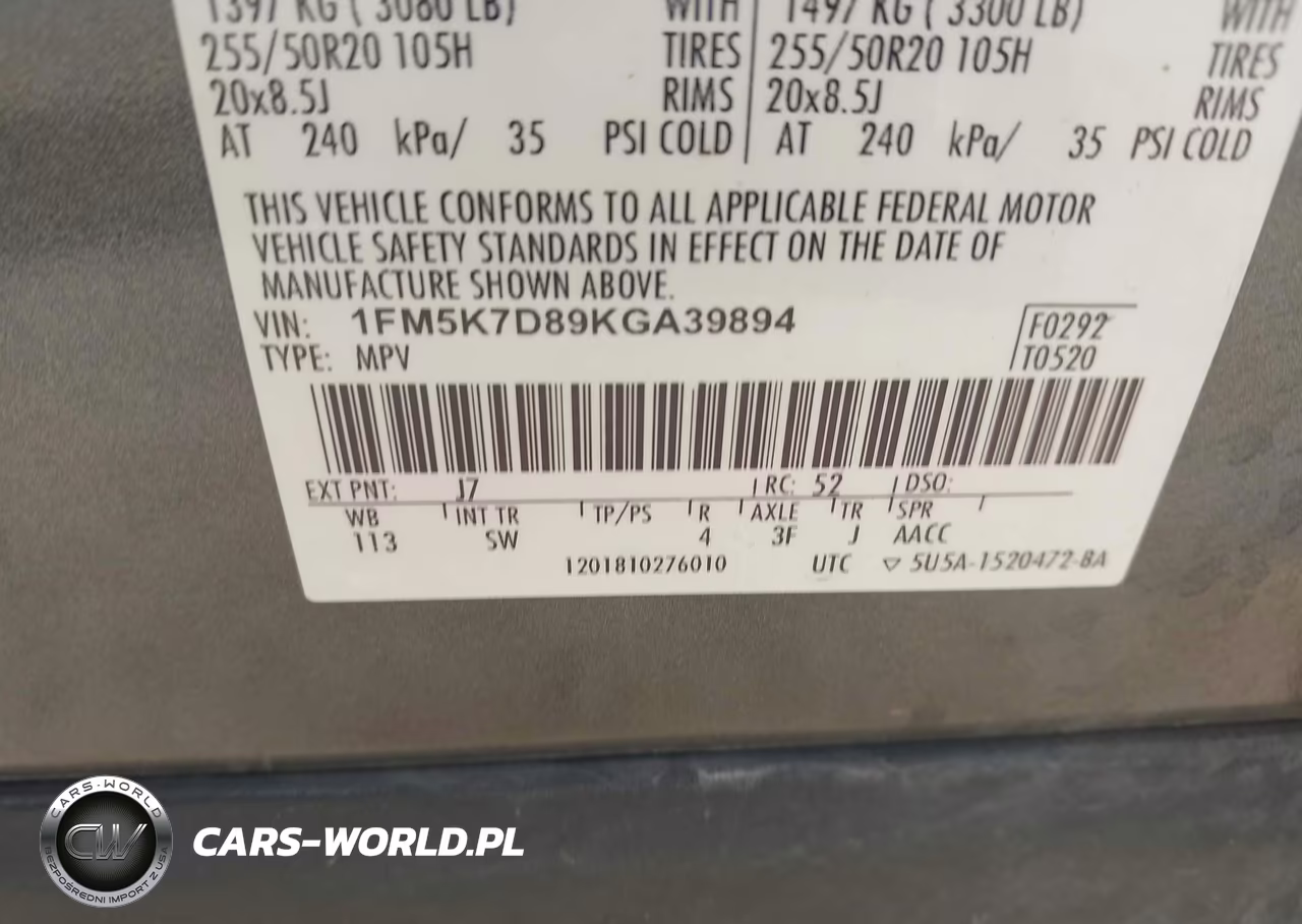2019 Ford Explorer Xlt VIN:1FM5K7D89KGA39894 - 9