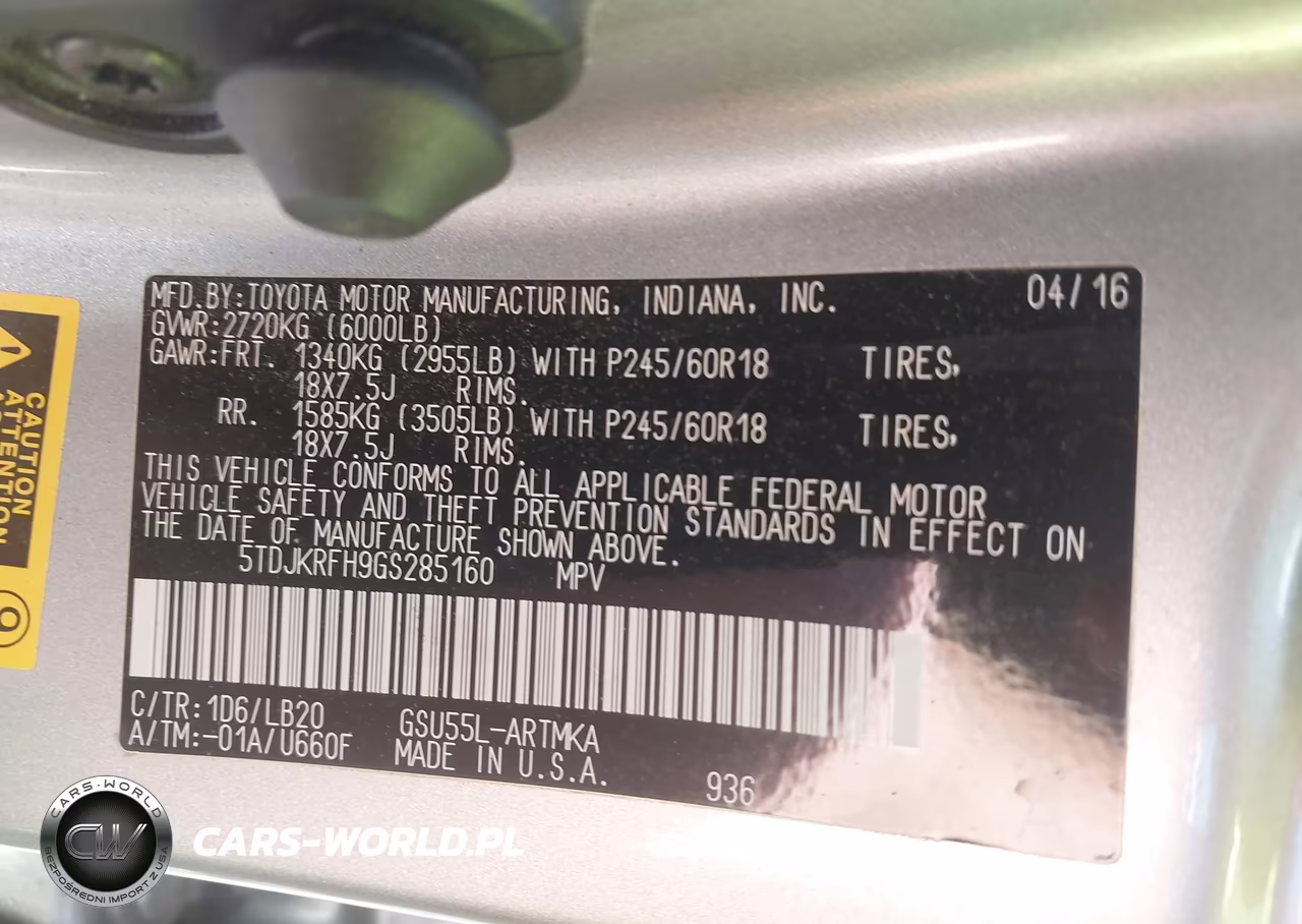 2016 Toyota Highlander Xle V6 VIN:5TDJKRFH9GS285160 - 9