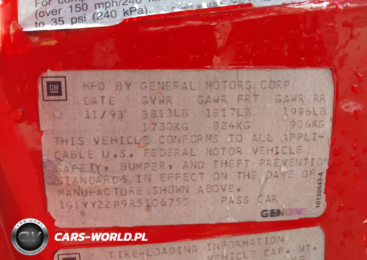 1994 Chevrolet Corvette VIN:1G1YY22P9R5106750 - 9