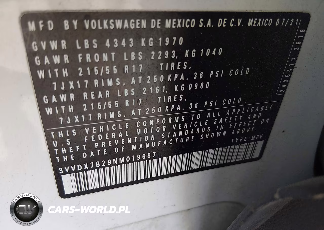 2022 Volkswagen Taos 1.5T S VIN:3VVDX7B29NM019687 - 9