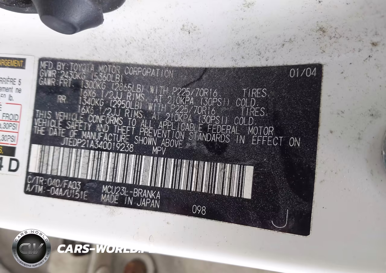 2004 Toyota Highlander V6 VIN:JTEDP21A340019238 - 9