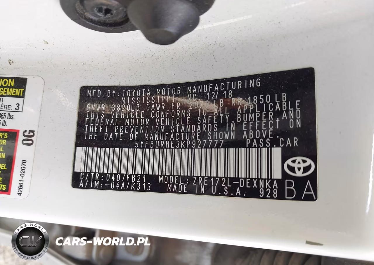 2019 Toyota Corolla Le VIN:5YFBURHE3KP927777 - 9