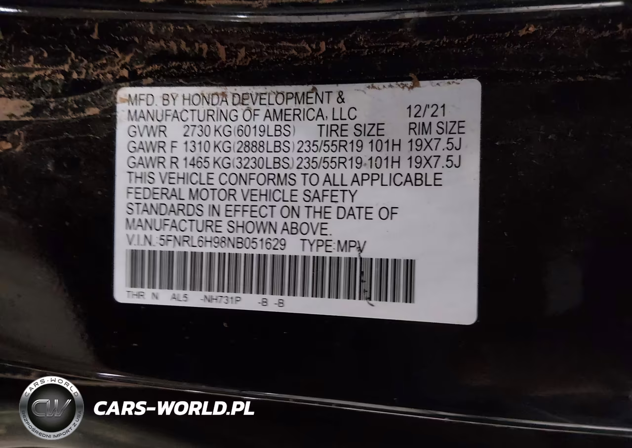 2022 Honda Odyssey Elite VIN:5FNRL6H98NB051629 - 9