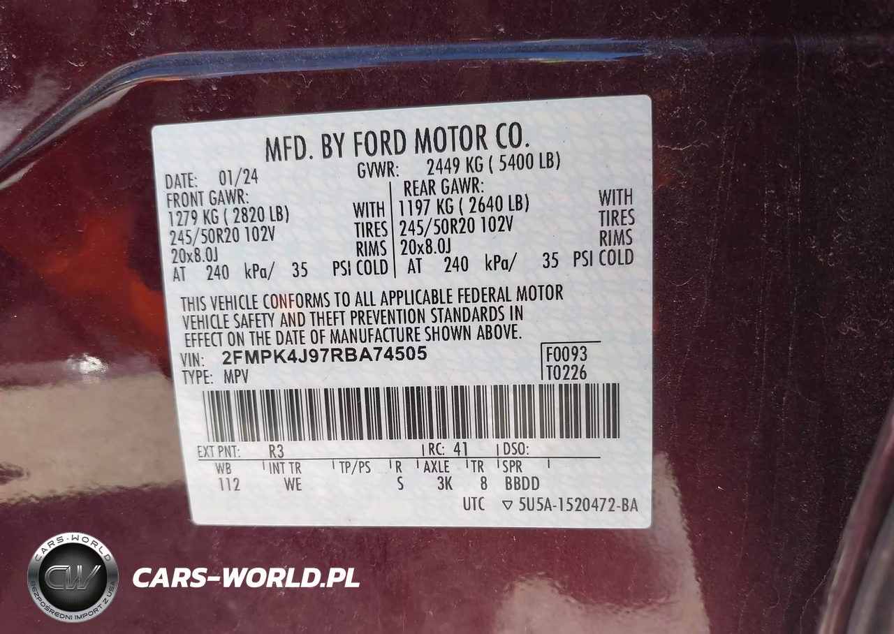 2024 Ford Edge St-Line VIN:2FMPK4J97RBA74505 - 9