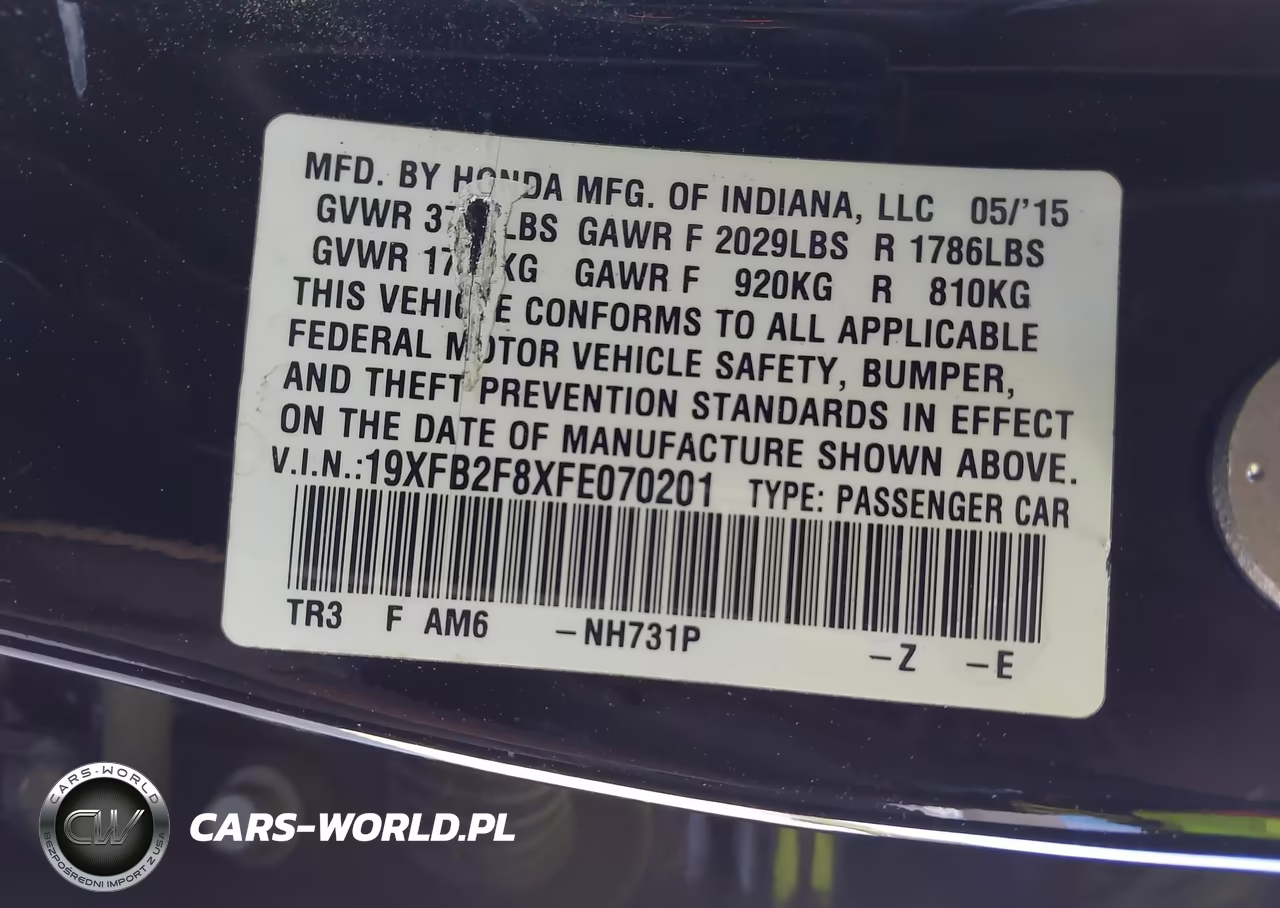 2015 Honda Civic Ex VIN:19XFB2F8XFE070201 - 9