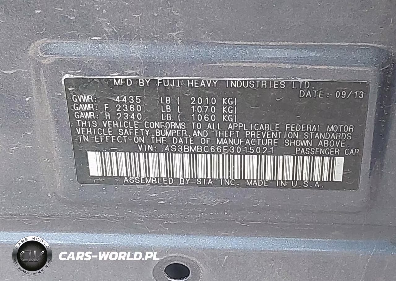 2014 Subaru Legacy 2.5I Premium VIN:4S3BMBC66E3015021 - 9