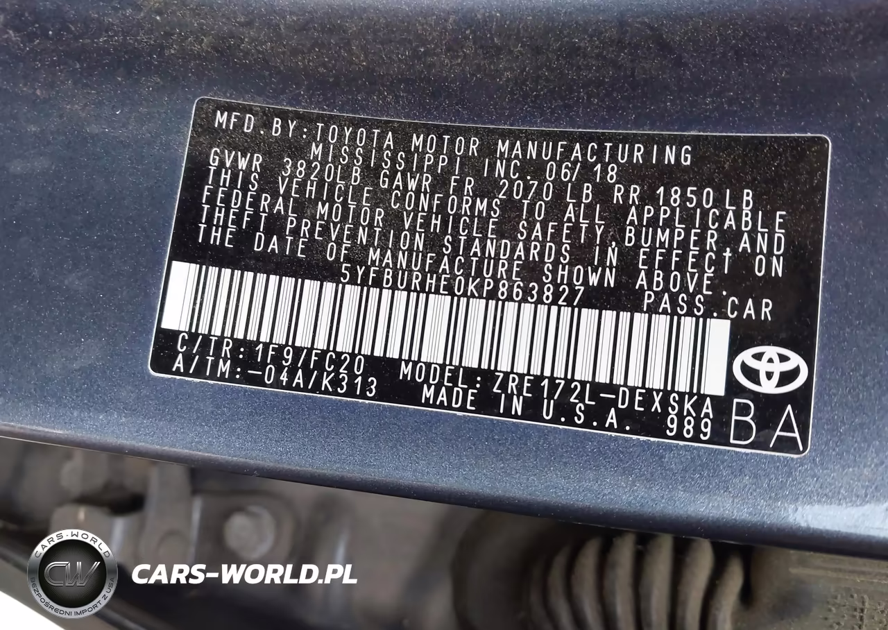 2019 Toyota Corolla Se VIN:5YFBURHE0KP863827 - 9