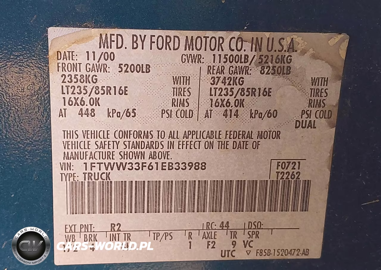 2001 Ford F-350 Lariat-Xl-Xlt VIN:1FTWW33F61EB33988 - 8