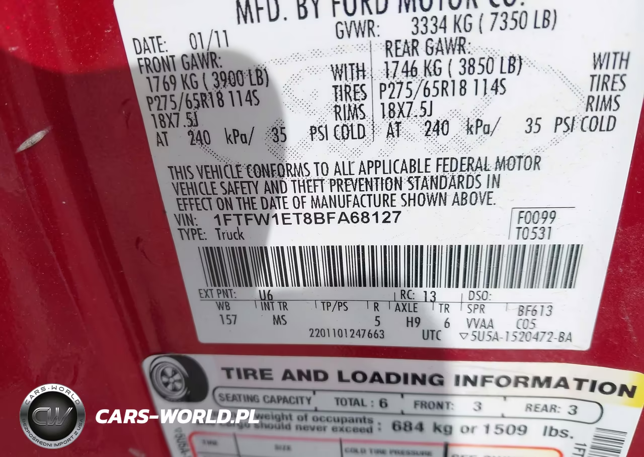 2011 Ford F-150 Xlt VIN:1FTFW1ET8BFA68127 - 9