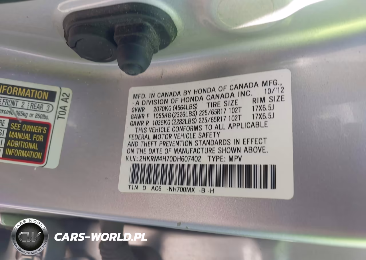 2013 Honda Cr-V Ex-L VIN:2HKRM4H70DH607402 - 9