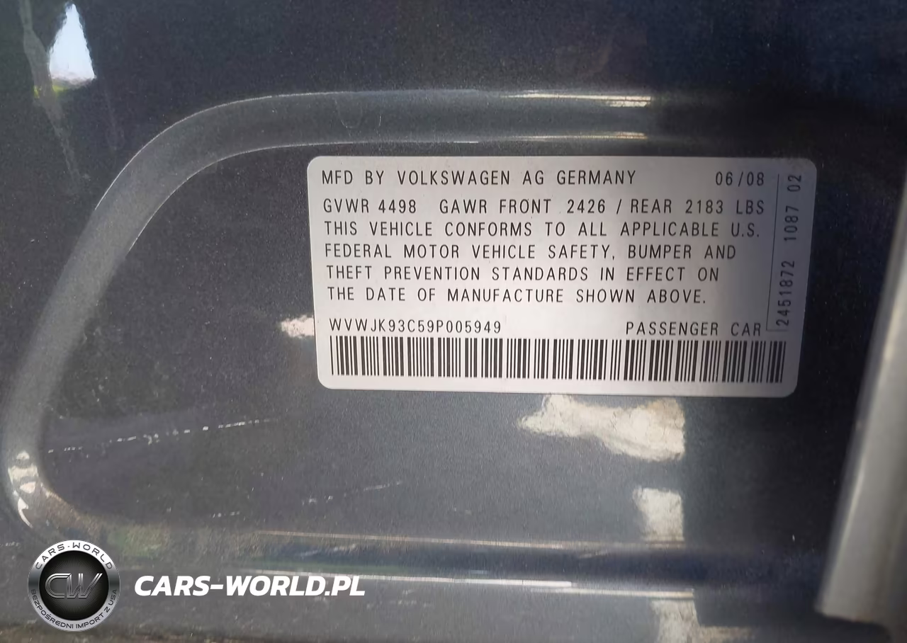 2009 Volkswagen Passat Komfort VIN:WVWJK93C59P005949 - 9
