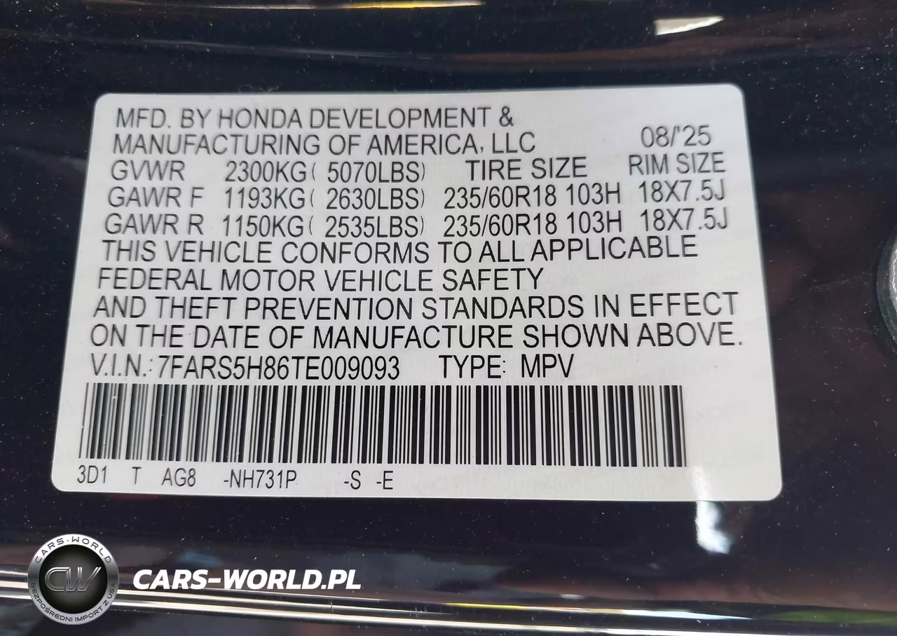 2026 Honda Cr-V Hybrid 2Wd Sport-L VIN:7FARS5H86TE009093 - 9