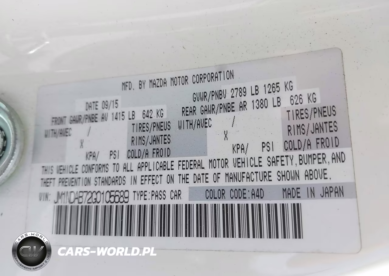 2016 Mazda Mx-5 Miata Sport VIN:JM1NDAB72G0105689 - 9