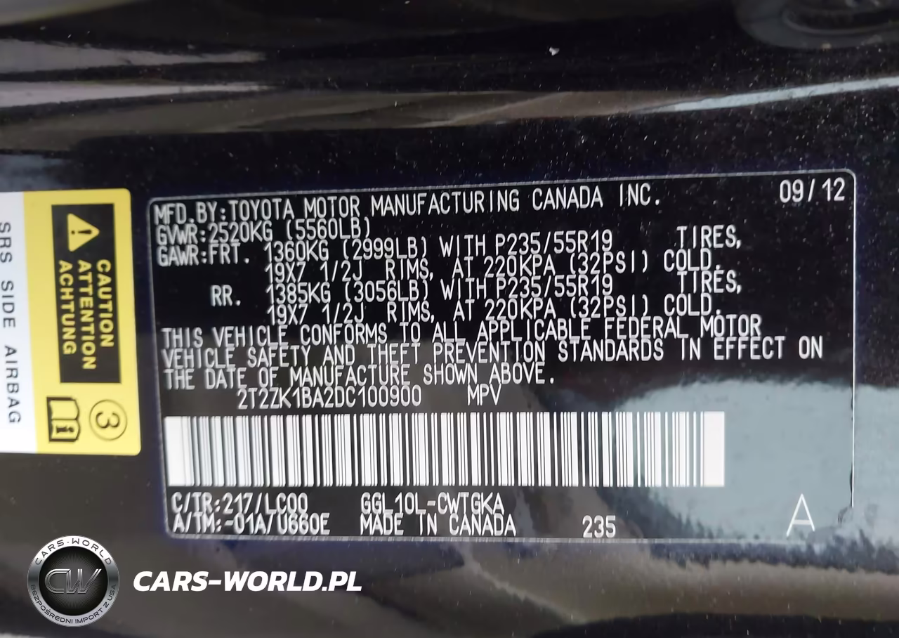2013 Lexus Rx 350 VIN:2T2ZK1BA2DC100900 - 9