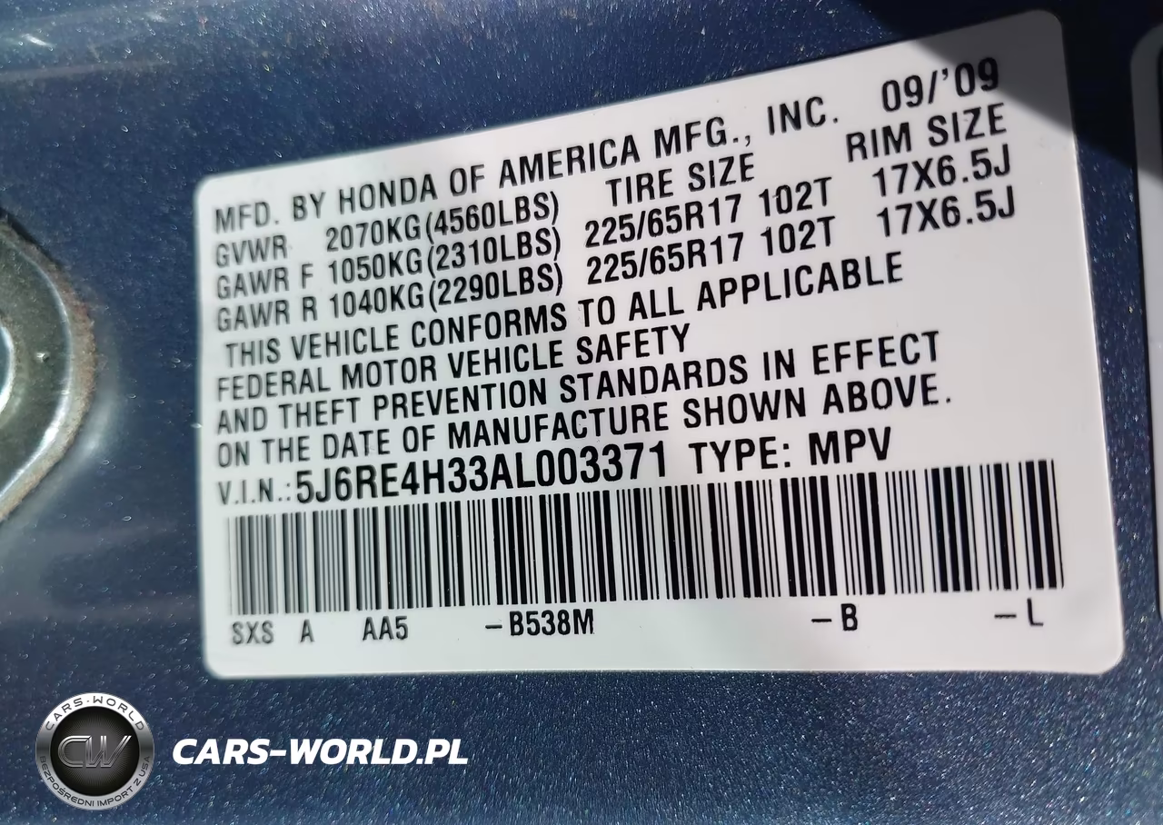 2010 Honda Cr-V Lx VIN:5J6RE4H33AL003371 - 9