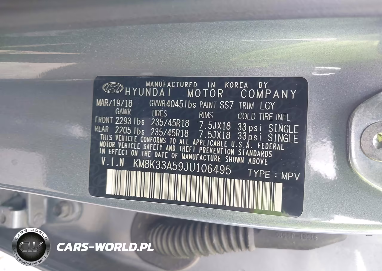 2018 Hyundai Kona Limited VIN:KM8K33A59JU106495 - 9