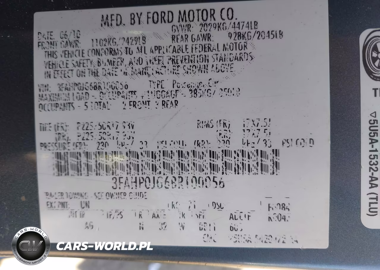 2011 Ford Fusion Sel VIN:3FAHP0JG6BR100056 - 9