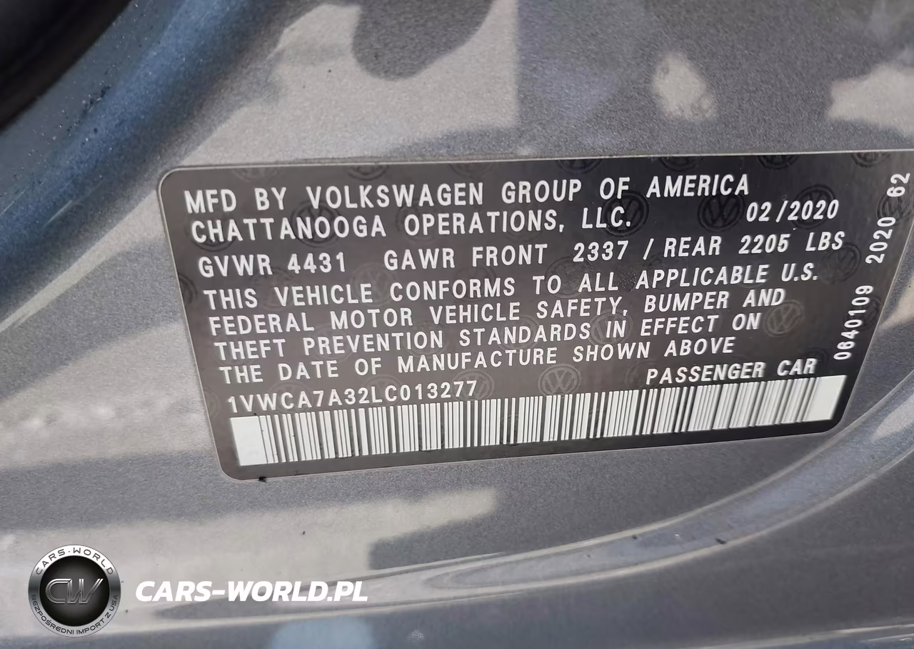 2020 Volkswagen Passat 2.0T Sel VIN:1VWCA7A32LC013277 - 9