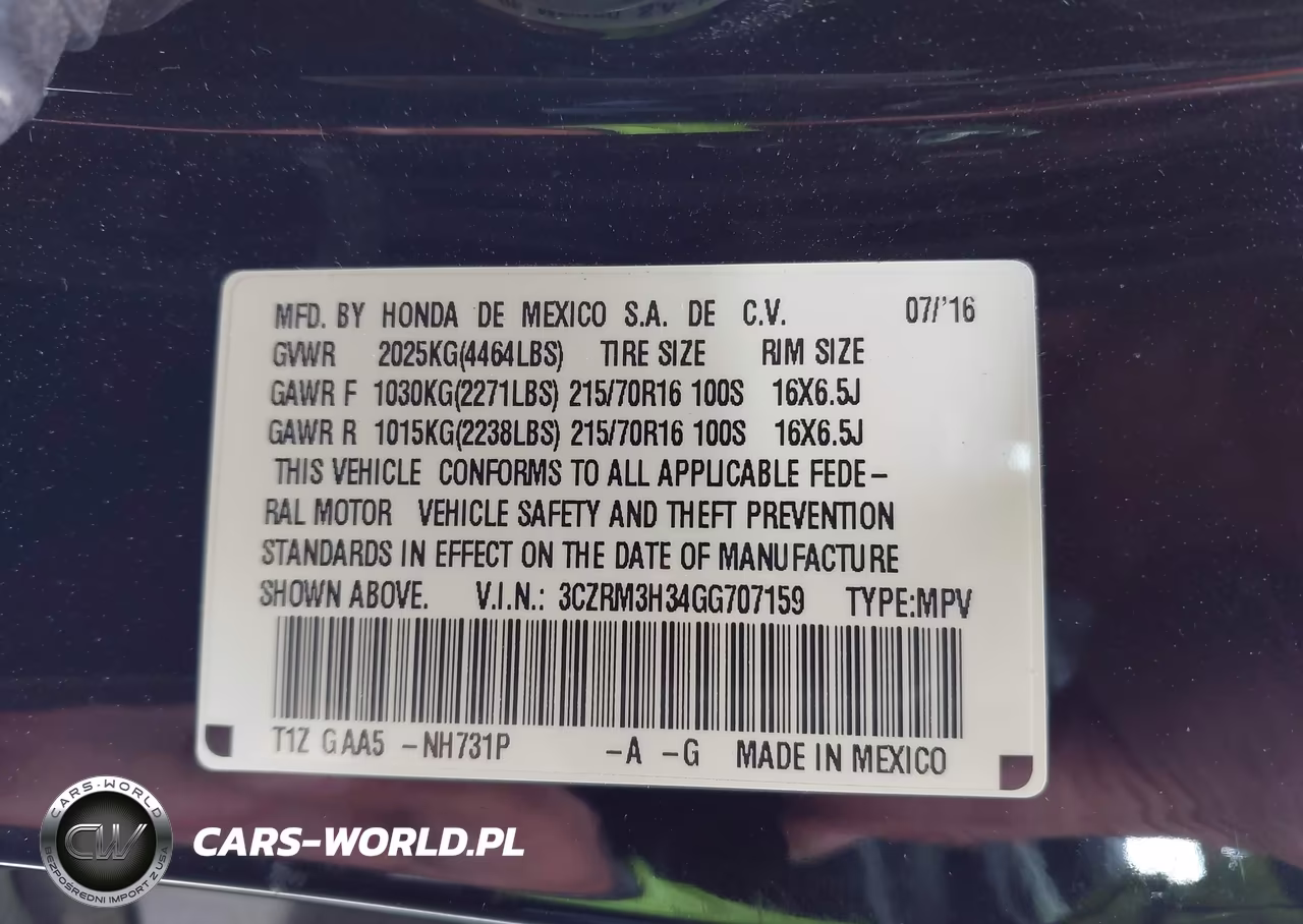 2016 Honda Cr-V Lx VIN:3CZRM3H34GG707159 - 9