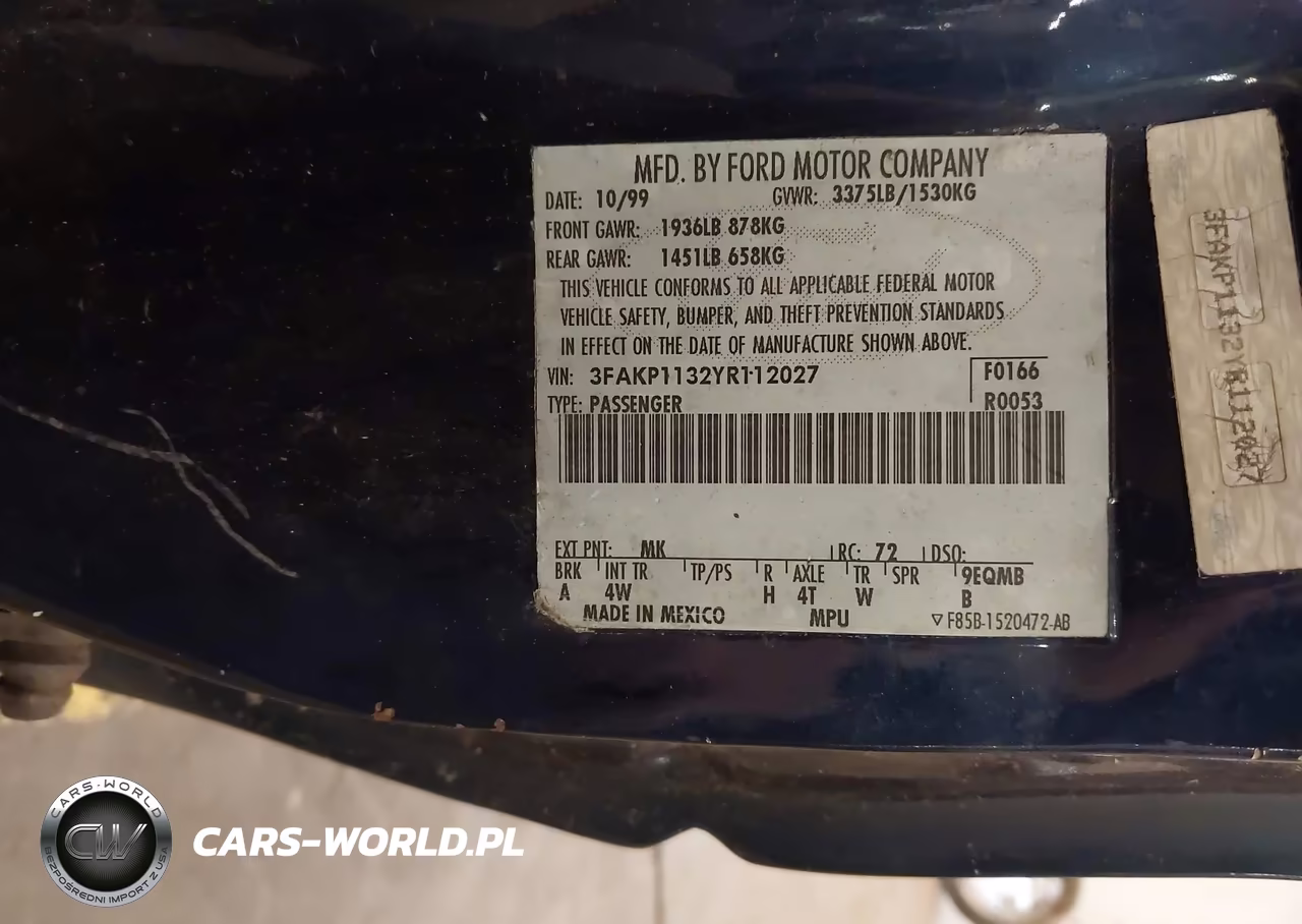 2000 Ford Escort Zx2 VIN:3FAKP1132YR112027 - 9
