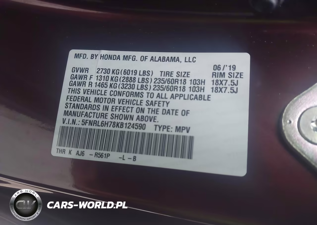 2019 Honda Odyssey Ex-L VIN:5FNRL6H78KB124590 - 9