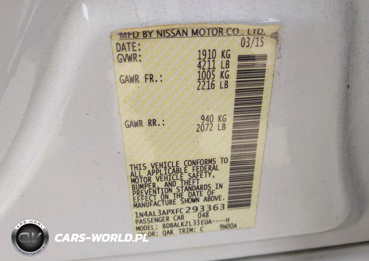 2015 Nissan Altima 2.5 Sv VIN:1N4AL3APXFC293363 - 9