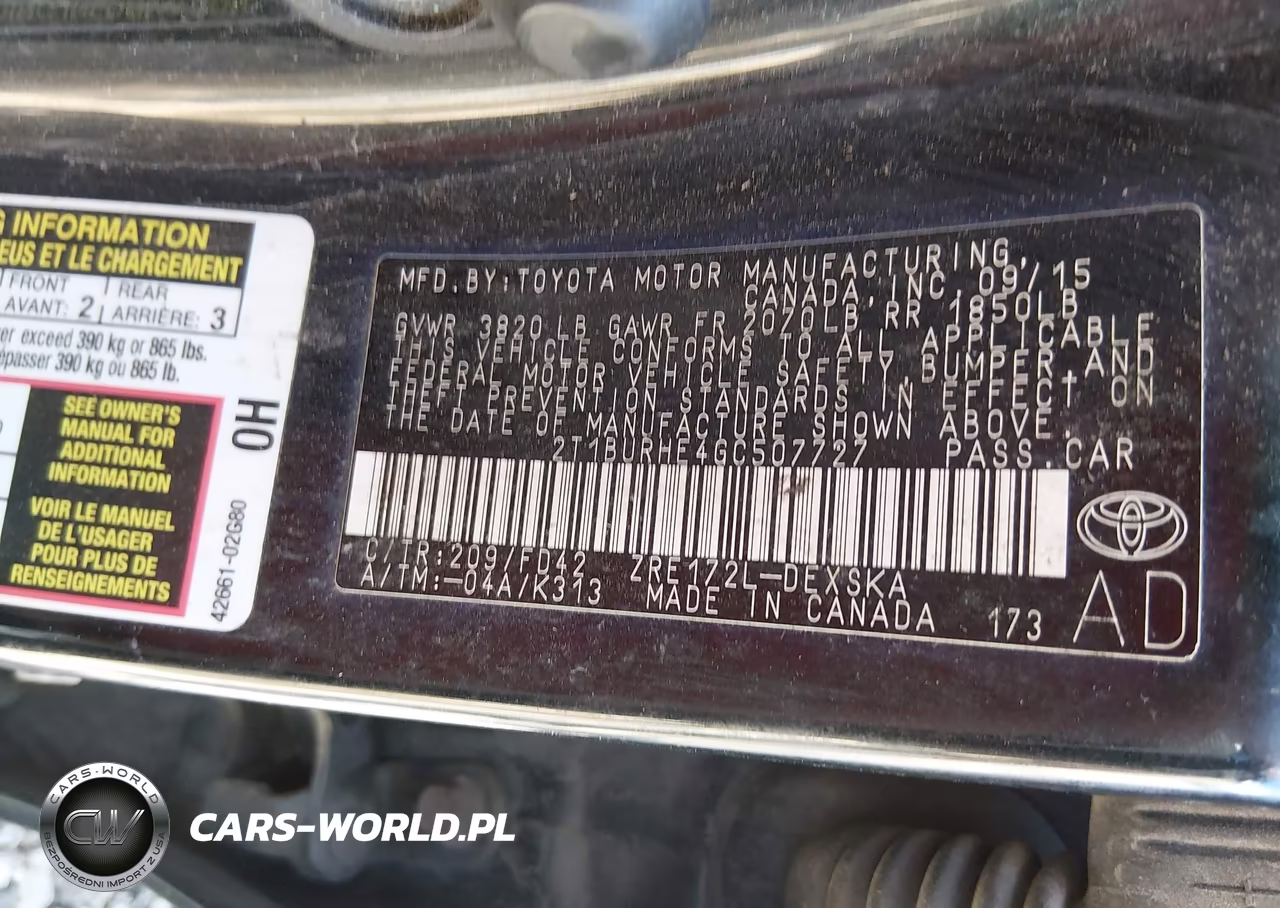 2016 Toyota Corolla S Plus VIN:2T1BURHE4GC507727 - 9