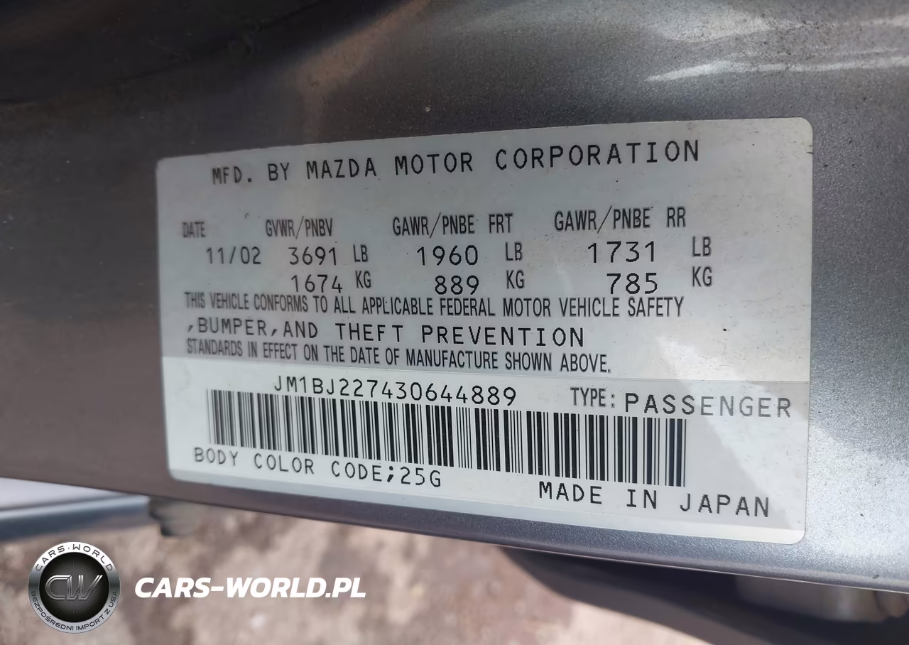 2003 Mazda Mazdaspeed Protege VIN:JM1BJ227430644889 - 9