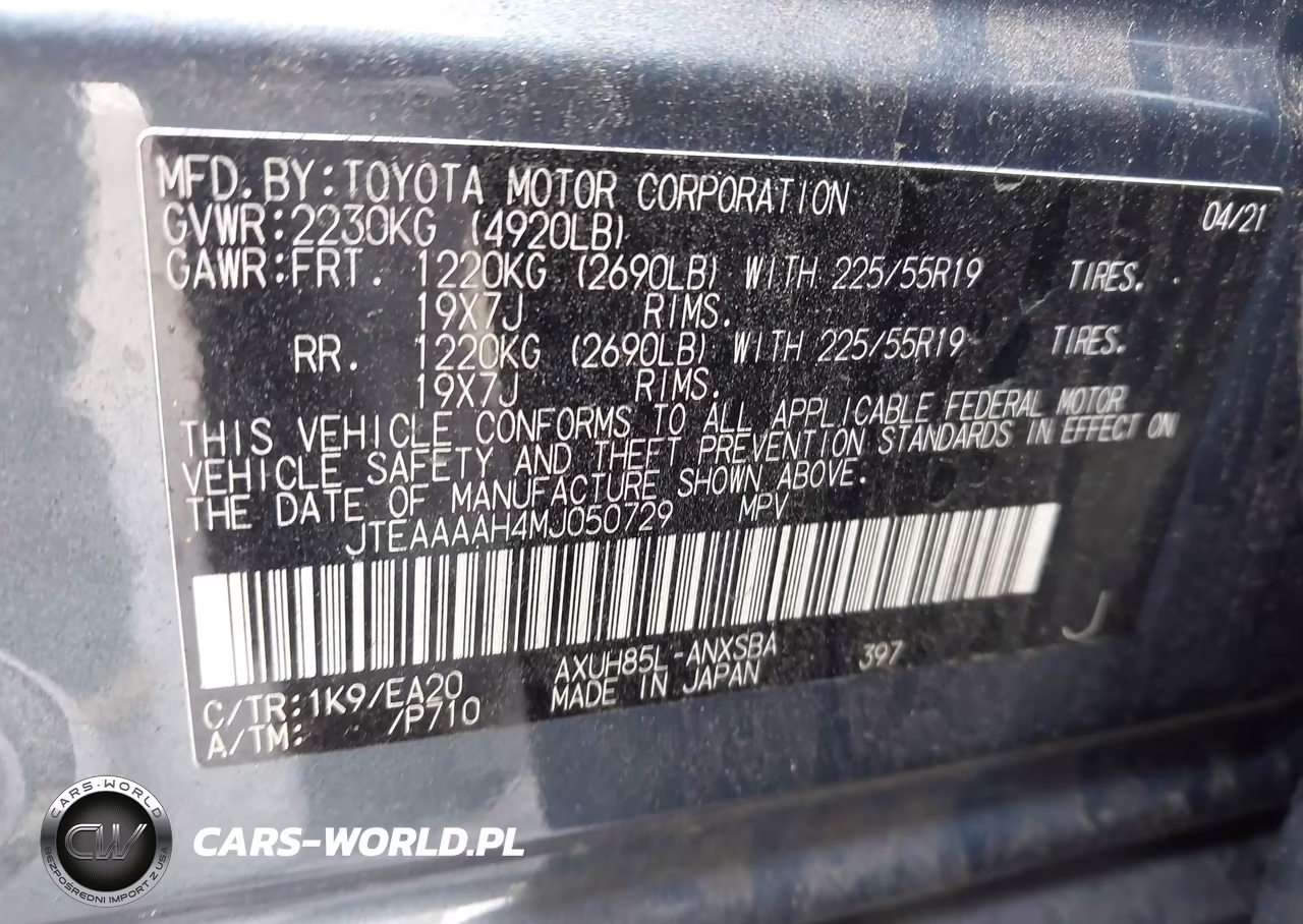 2021 Toyota Venza Limited VIN:JTEAAAAH4MJ050729 - 9