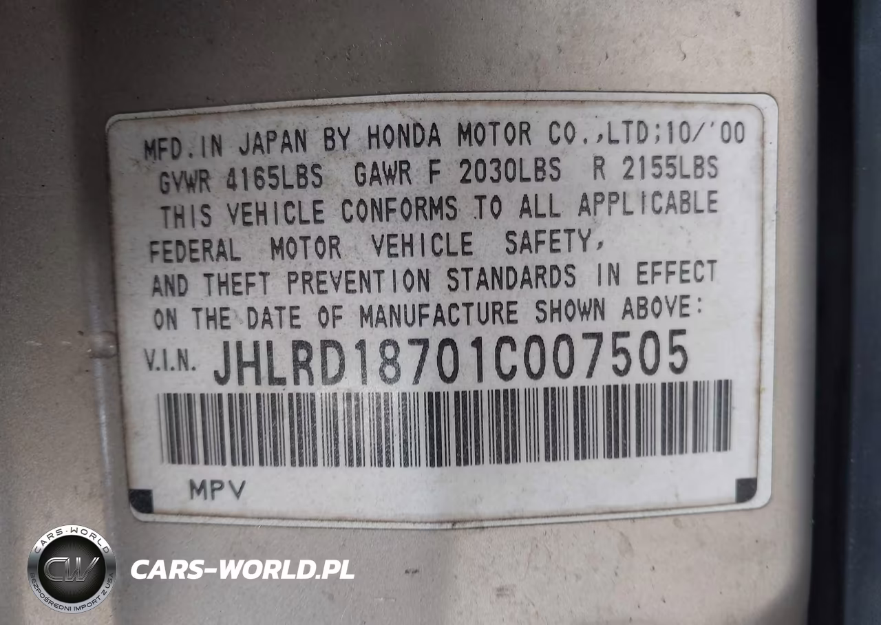2001 Honda Cr-V Special Edition VIN:JHLRD18701C007505 - 9