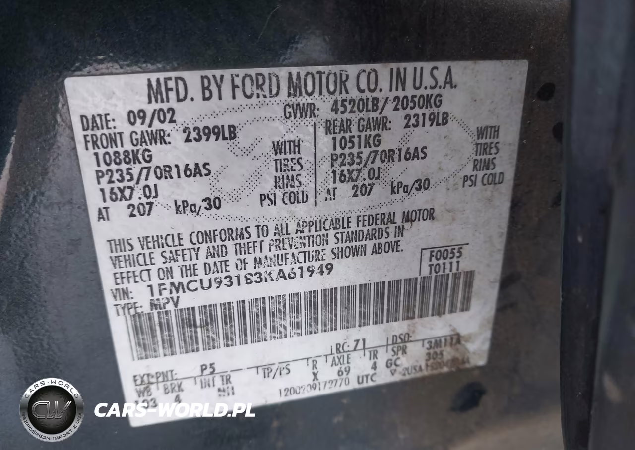 2003 Ford Escape Xlt VIN:1FMCU93183KA61949 - 9